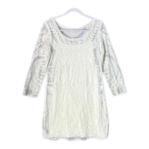 Y2K Express Off‎ White Lace Mini Dress Size Large - Picture 6 of 10